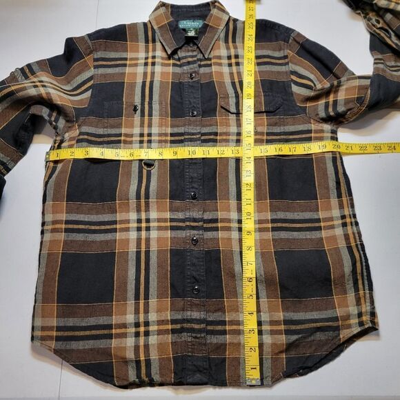 Lauren Ralph Lauren Vintage Linen Black Tan Plaid Western Women's Medium - Picture 12 of 12
